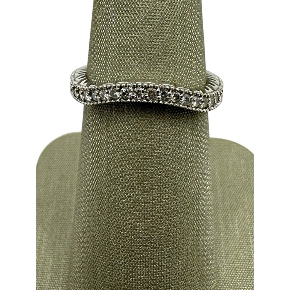 14K White Gold Contour Diamond Etched Band Ring (16357)
